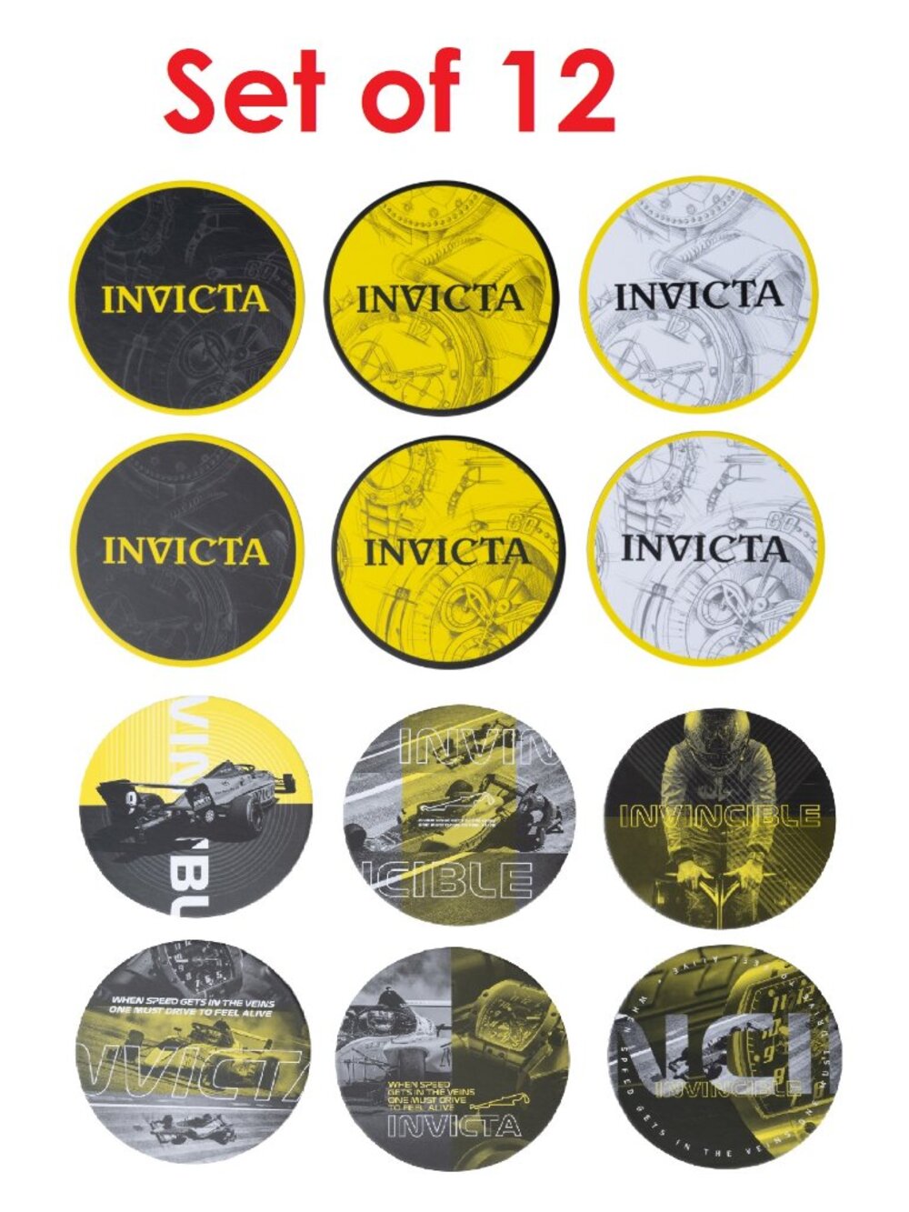Invicta 12 Piece Cardboard Paper Coaster Double Sided Sets (IG0321) NIB